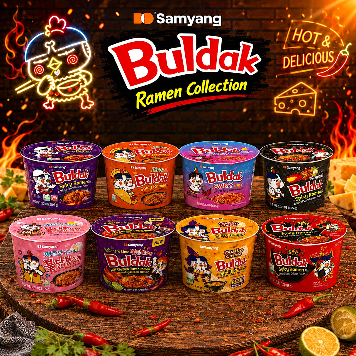 Buldak Variety Flavored Cups