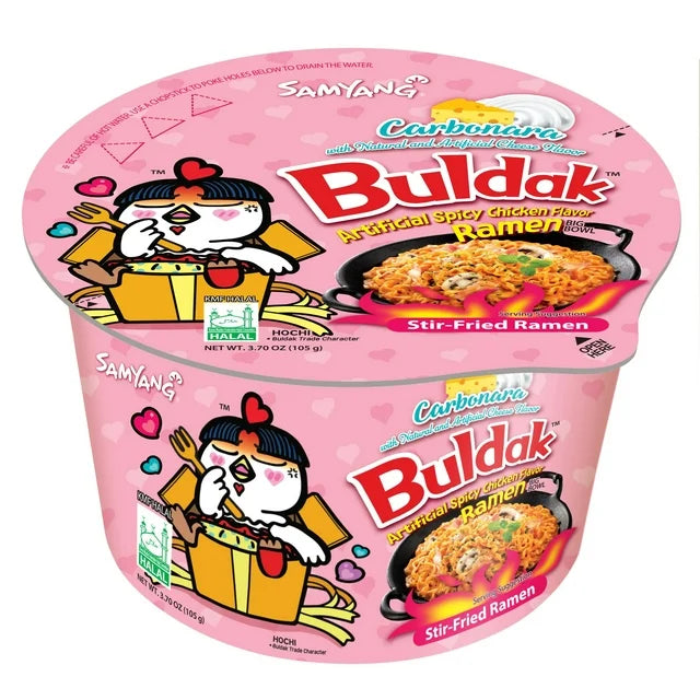 Buldak Ramen Cup Carbanara Spicy Chicken 6/Box