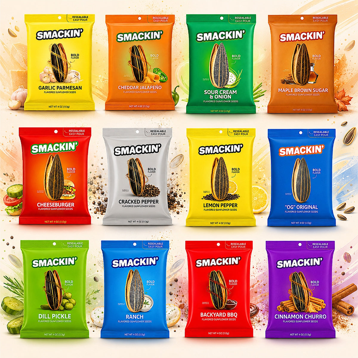 Smackin' Sunflower Seeds 4oz Bags